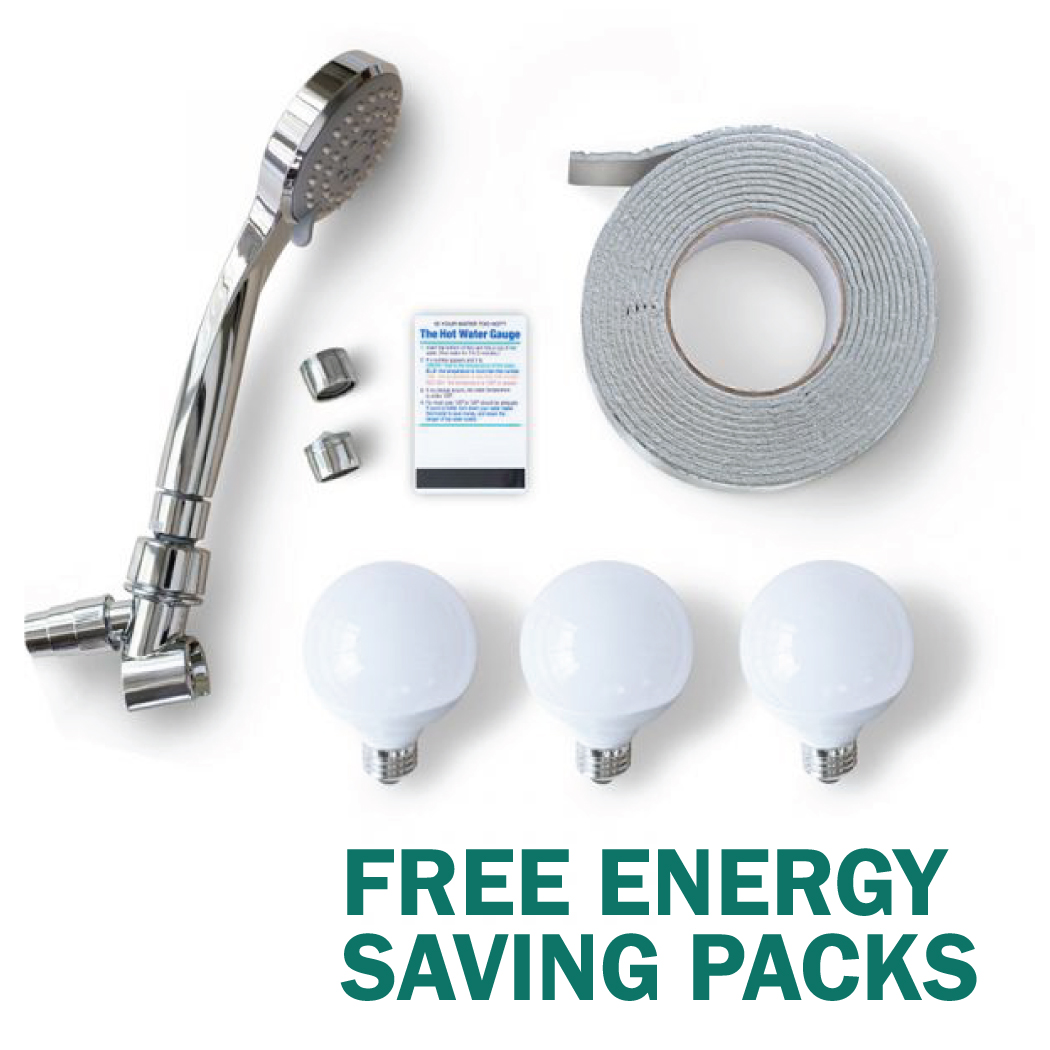 Energy Pack with low flow shower heads, LED lights